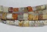 CCU33 15.5 inches 5*5mm cube bamboo leaf agate beads wholesale