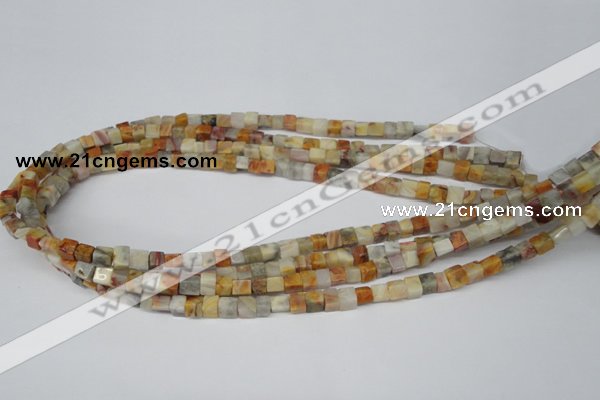 CCU33 15.5 inches 5*5mm cube bamboo leaf agate beads wholesale