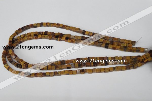 CCU34 15.5 inches 5*5mm cube yellow tiger eye beads wholesale