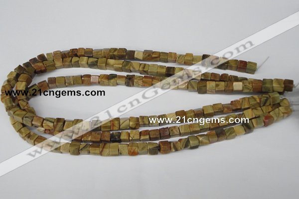 CCU41 15.5 inches 6*6mm cube picasso jasper beads wholesale