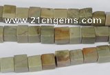 CCU47 15.5 inches 6*6mm cube silver leaf jasper beads wholesale