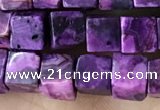 CCU484 15.5 inches 6*6mm cube purple crazy lace agate beads