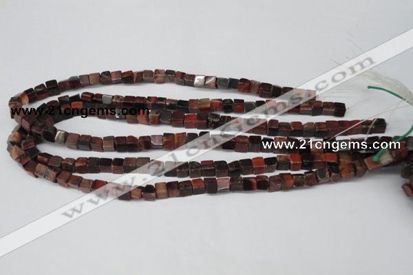 CCU49 15.5 inches 6*6mm cube red tiger eye beads wholesale