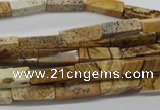 CCU507 15.5 inches 4*13mm cuboid picture jasper beads wholesale