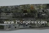 CCU514 15.5 inches 4*13mm cuboid moss quartz beads wholesale