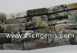 CCU521 15.5 inches 4*13mm cuboid moss agate beads wholesale