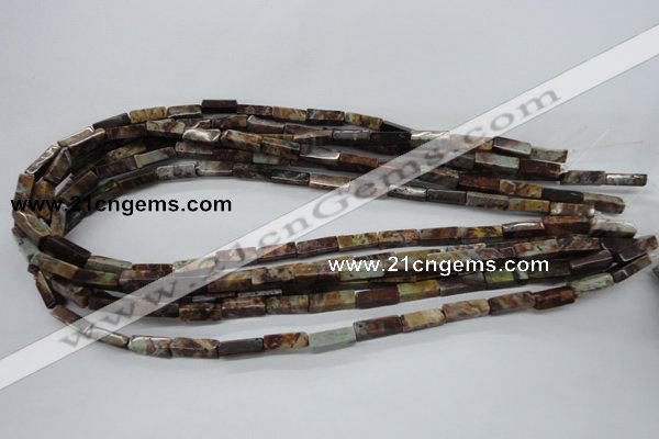 CCU522 15.5 inches 4*13mm cuboid green magic agate beads wholesale