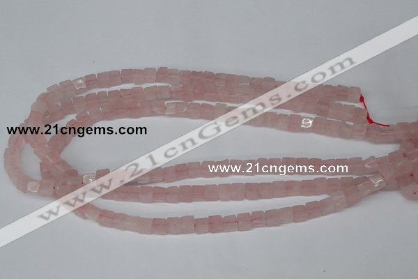 CCU56 15.5 inches 6*6mm cube rose quartz beads wholesale