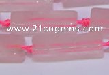 CCU603 15.5 inches 8*20mm - 10*30mm cuboid rose quartz beads