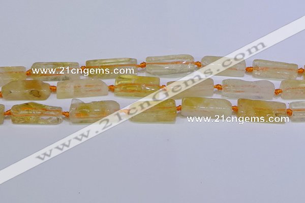 CCU604 15.5 inches 8*20mm - 10*30mm cuboid citrine gemstone beads