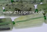 CCU606 15.5 inches 8*20mm - 10*30mm cuboid green rutilated quartz beads