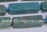 CCU615 15.5 inches 8*20mm - 10*30mm cuboid amazonite beads
