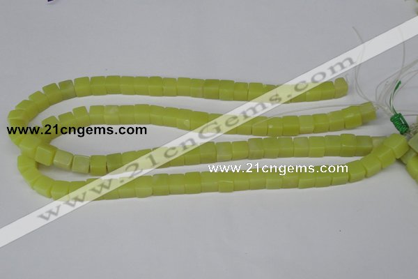 CCU64 15.5 inches 8*8mm cube olive jade beads wholesale