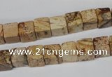 CCU65 15.5 inches 8*8mm cube picture jasper beads wholesale