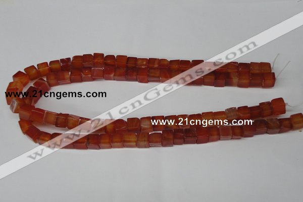 CCU67 15.5 inches 8*8mm cube red agate beads wholesale