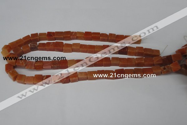 CCU68 15.5 inches 8*8mm cube red aventurine beads wholesale