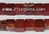 CCU70 15.5 inches 10*10mm cube red agate beads wholesale