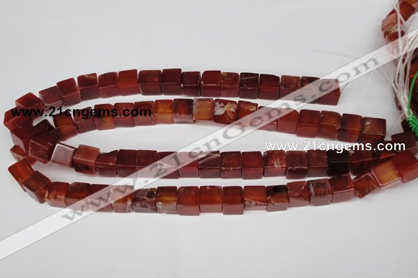 CCU70 15.5 inches 10*10mm cube red agate beads wholesale
