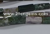 CCU713 15.5 inches 4*13mm cuboid moss agate beads wholesale