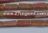 CCU717 15.5 inches 4*13mm cuboid pink wooden jasper beads wholesale