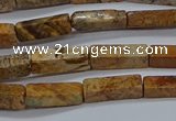 CCU738 15.5 inches 4*13mm cuboid picture jasper beads wholesale