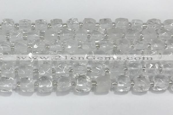 CCU750 15 inches 8*8mm faceted cube white crystal beads