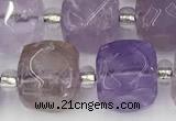 CCU779 15 inches 10*10mm faceted cube ametrine beads