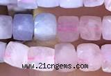 CCU805 15 inches 4mm faceted cube morganite beads