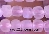 CCU806 15 inches 4mm faceted cube rose quartz beads