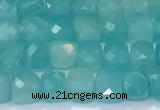 CCU835 15 inches 4mm faceted cube amazonite beads