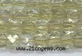 CCU861 15 inches 6mm faceted cube lemon quartz beads