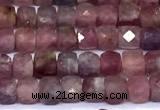 CCU889 15 inches 4mm faceted cube tourmaline beads