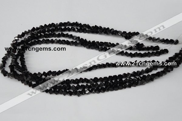 CCU94 15.5 inches 4*4mm cube black agate beads wholesale