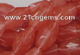 CCY01 15.5 inches 12*22mm faceted rice cherry quartz beads wholesale