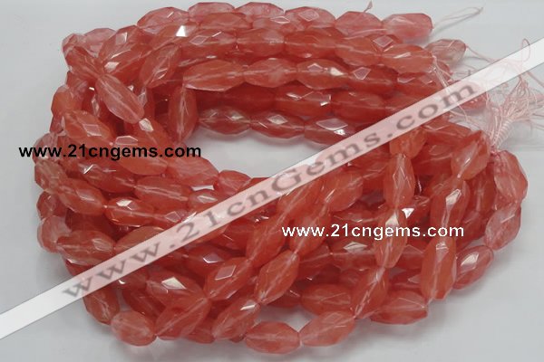 CCY01 15.5 inches 12*22mm faceted rice cherry quartz beads wholesale