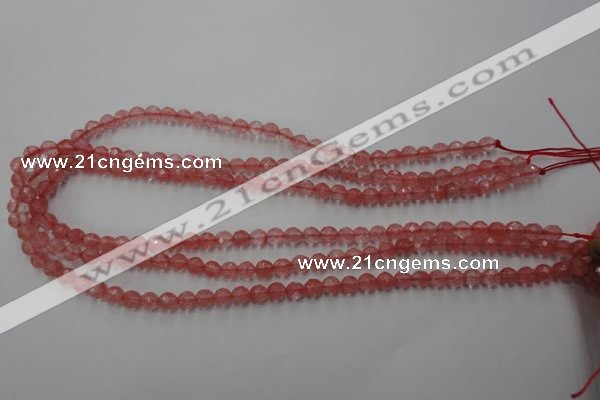 CCY111 15.5 inches 6mm faceted round cherry quartz beads wholesale