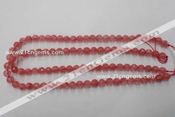 CCY112 15.5 inches 8mm faceted round cherry quartz beads wholesale