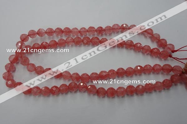 CCY113 15.5 inches 10mm faceted round cherry quartz beads wholesale