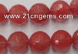 CCY115 15.5 inches 14mm faceted round cherry quartz beads wholesale