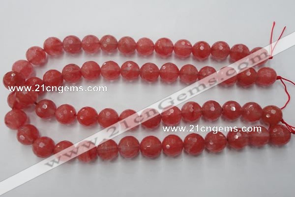 CCY115 15.5 inches 14mm faceted round cherry quartz beads wholesale