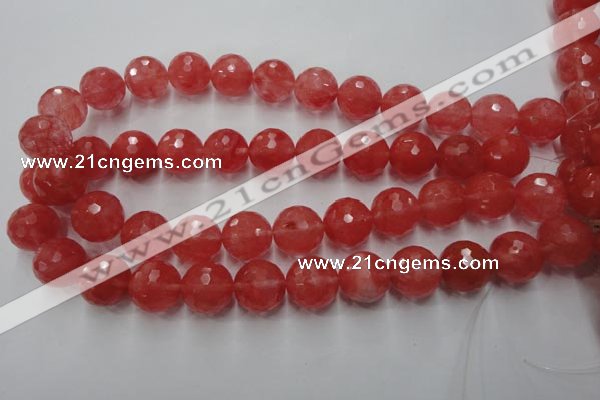 CCY116 15.5 inches 16mm faceted round cherry quartz beads wholesale