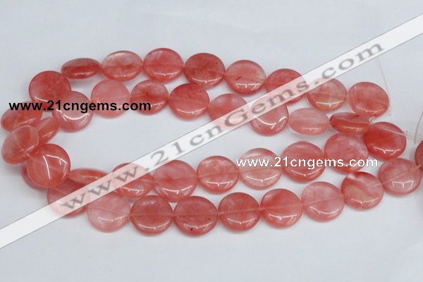 CCY153 15.5 inches 20mm flat round cherry quartz beads wholesale