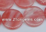 CCY154 15.5 inches 25mm flat round cherry quartz beads wholesale