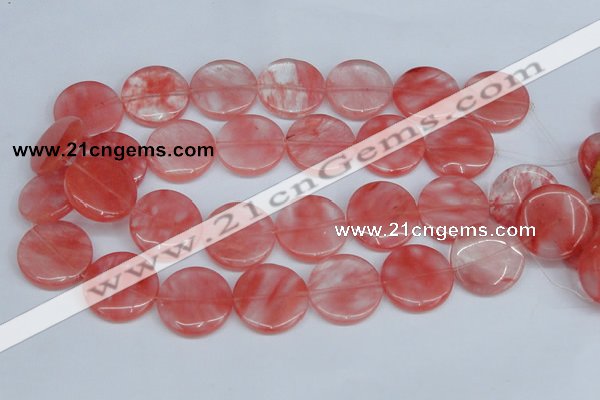 CCY154 15.5 inches 25mm flat round cherry quartz beads wholesale