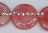 CCY155 15.5 inches 30mm flat round cherry quartz beads wholesale