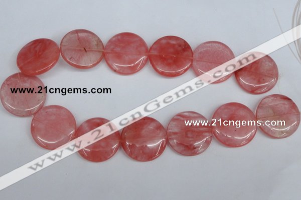 CCY155 15.5 inches 30mm flat round cherry quartz beads wholesale