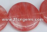 CCY156 15.5 inches 35mm flat round cherry quartz beads wholesale