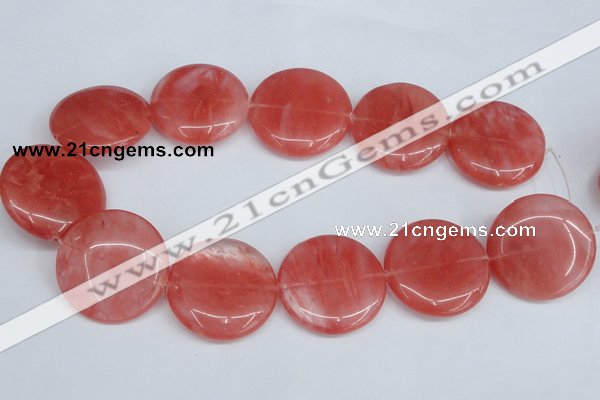 CCY156 15.5 inches 35mm flat round cherry quartz beads wholesale