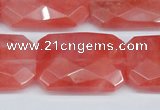 CCY166 15.5 inches 20*30mm faceted rectangle cherry quartz beads