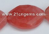 CCY168 15.5 inches 25*35mm twisted & faceted oval cherry quartz beads